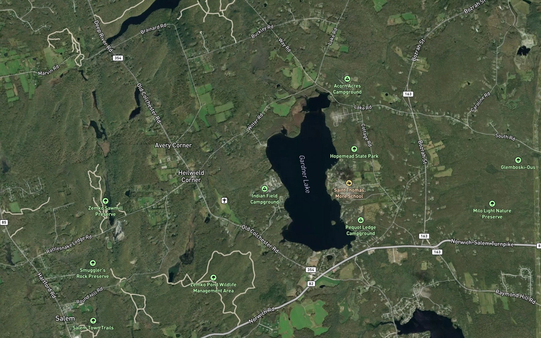 Satellite map of the Sucker Brook