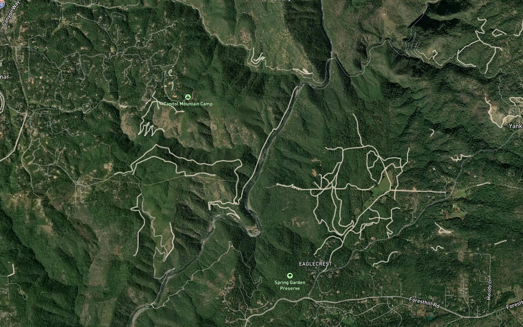 Satellite map of the Brushy Creek