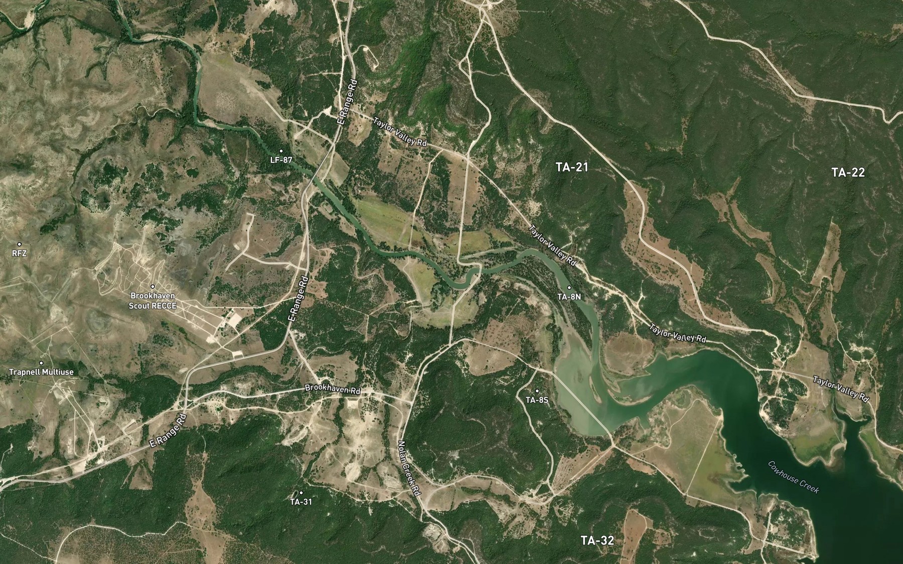 Satellite map of the Oak Branch