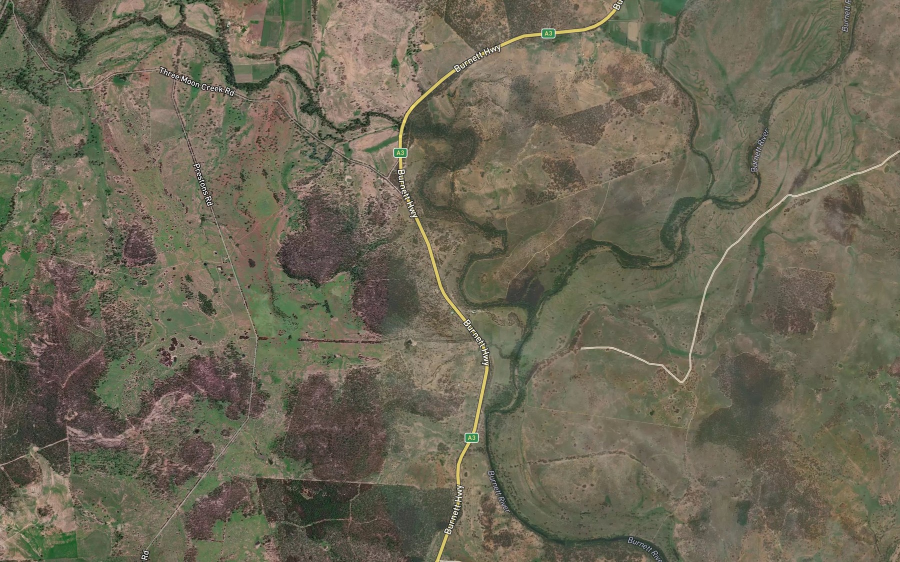Satellite map of the Three Moon Creek