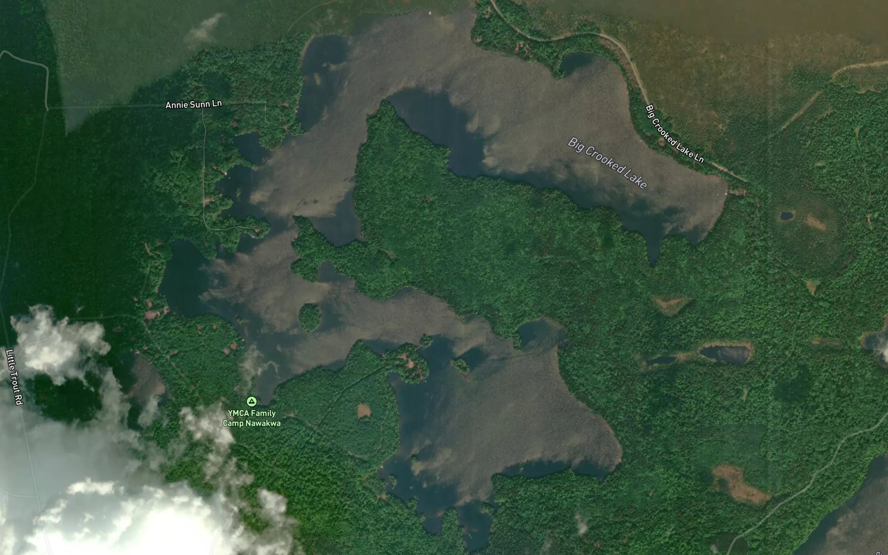 Satellite map of the Big Crooked Lake