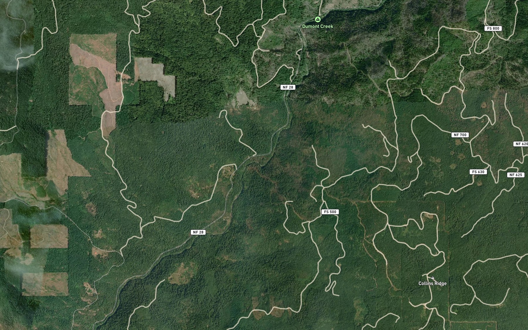 Satellite map of the Radford Creek