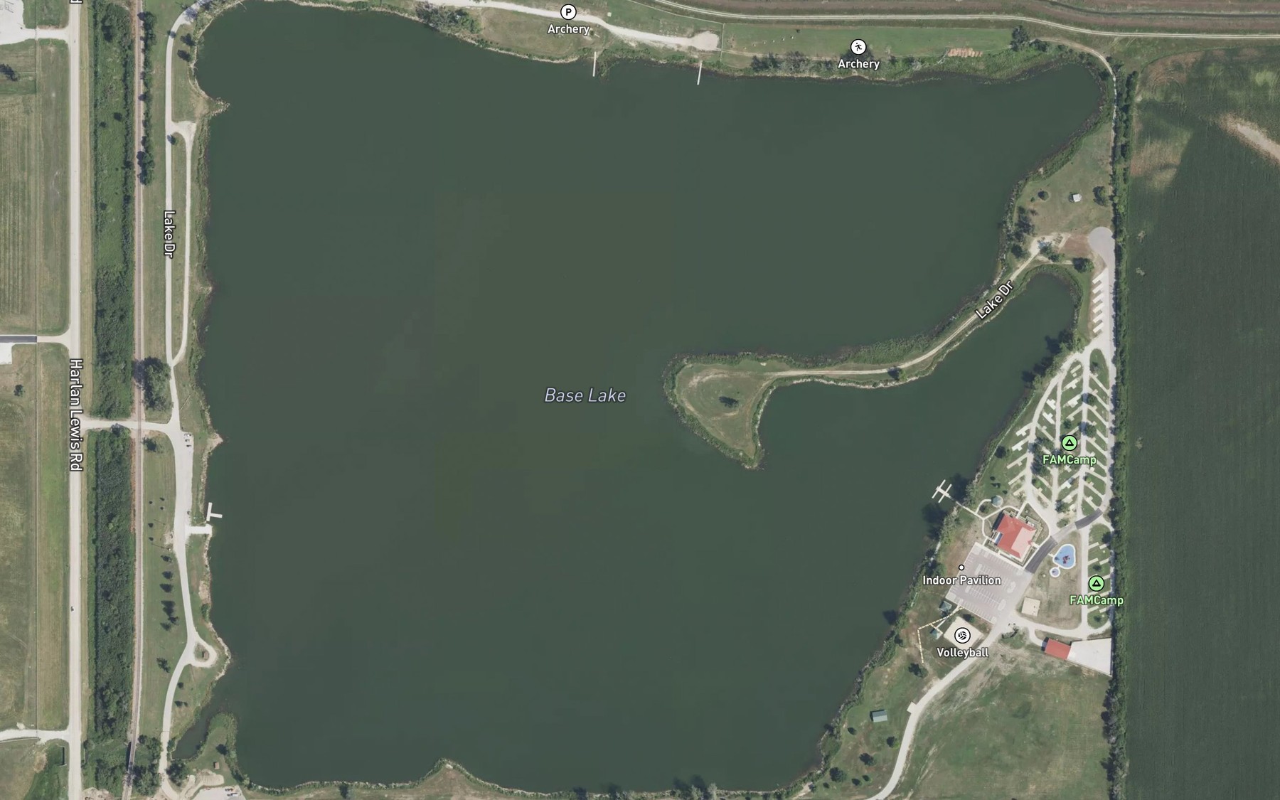 Satellite map of the Base Lake