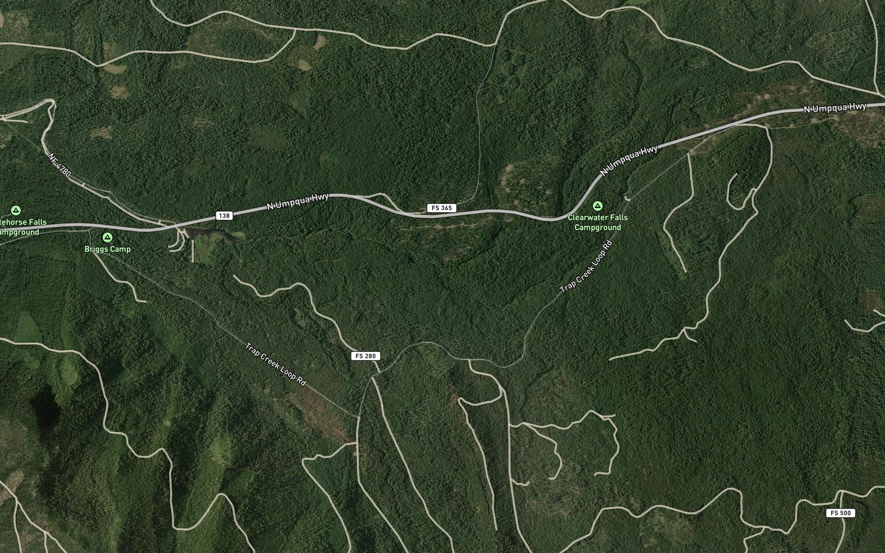 Satellite map of the Lava Creek