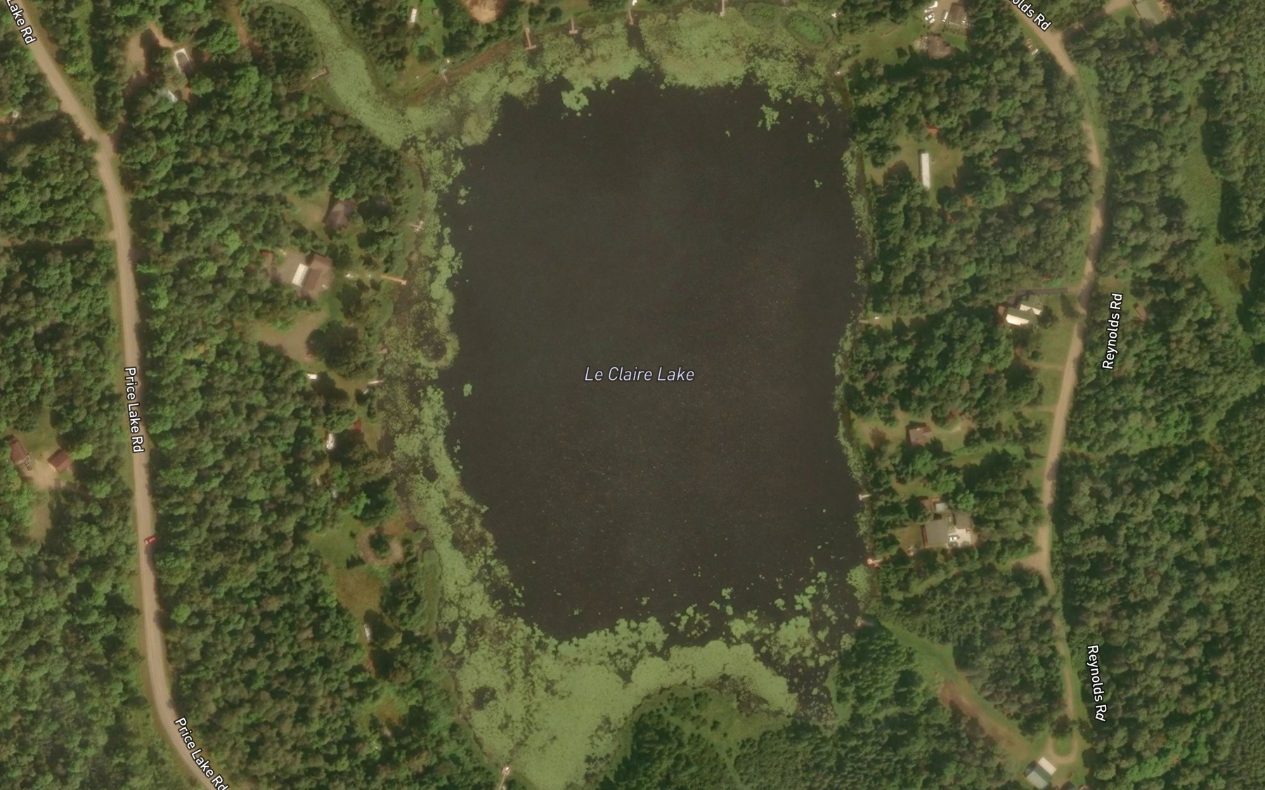 Satellite map of the LeClaire Lake