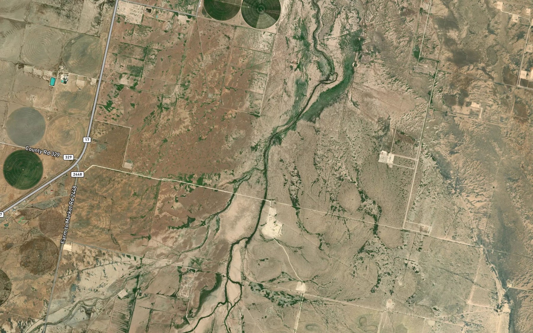 Satellite map of the Sandia Creek