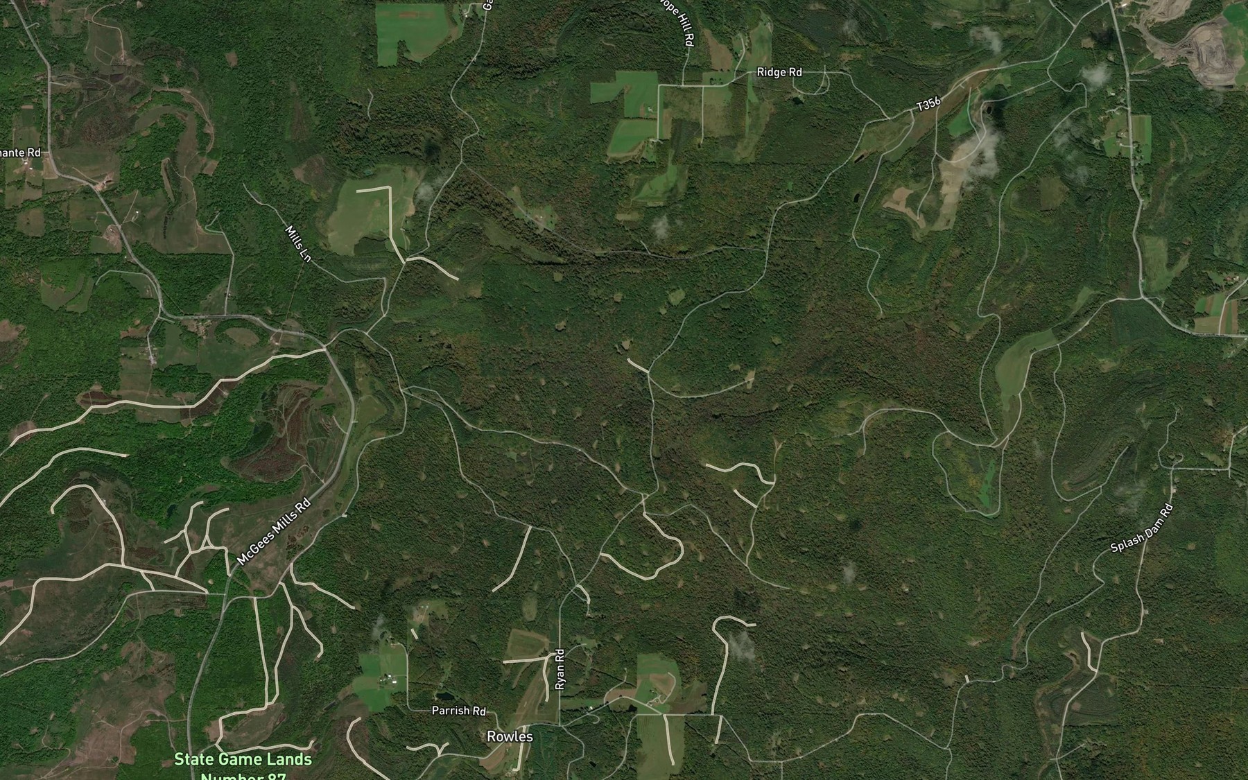 Satellite map of the Fryor Run