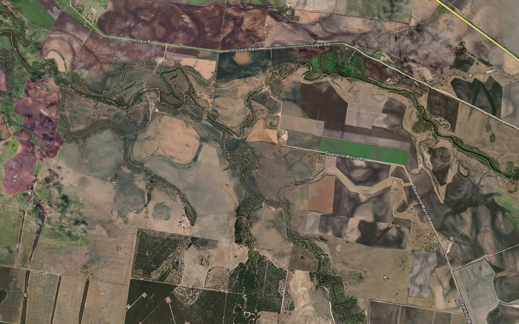Satellite map of the Wilkie Creek