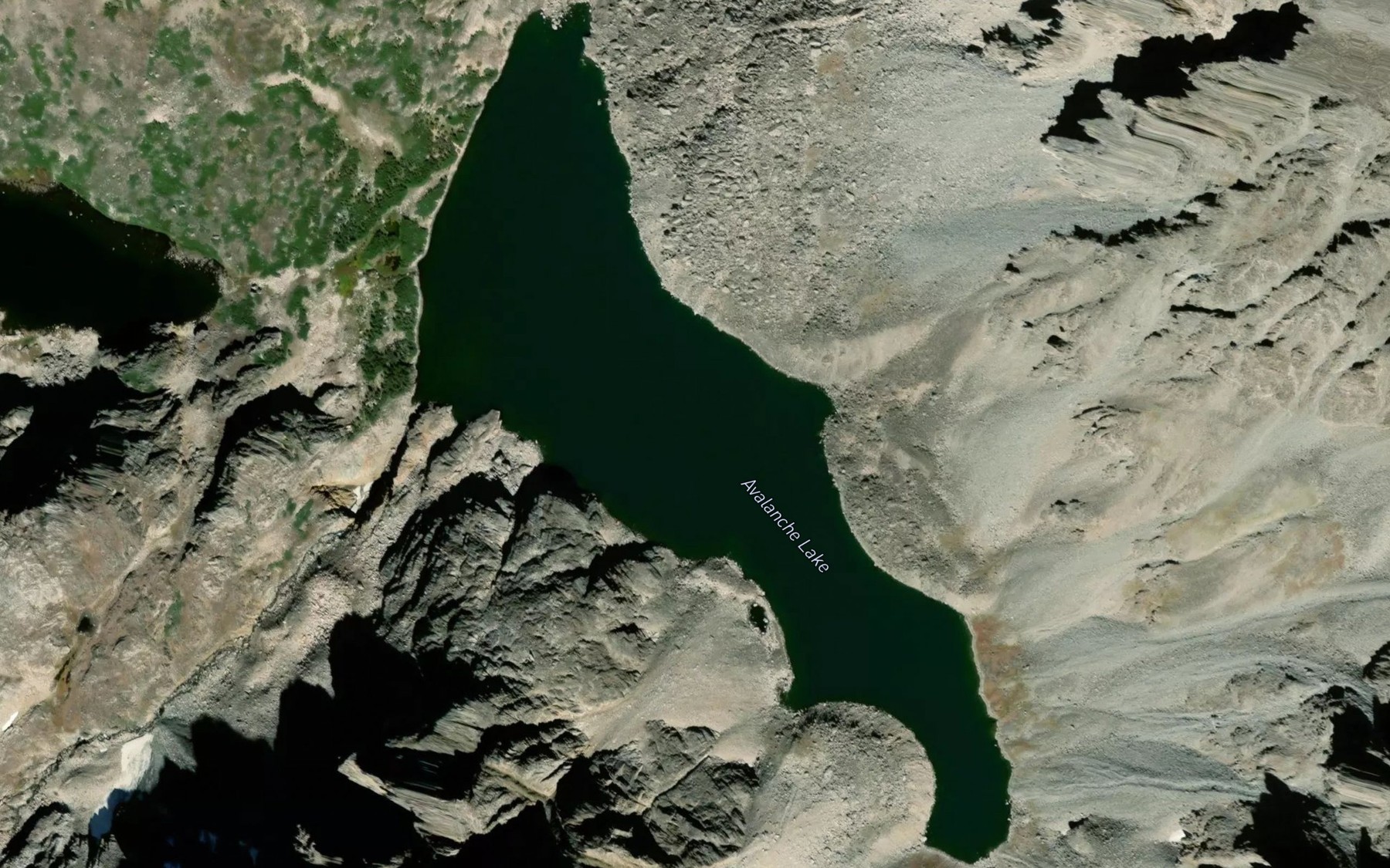 Satellite map of the Avalanche Lake