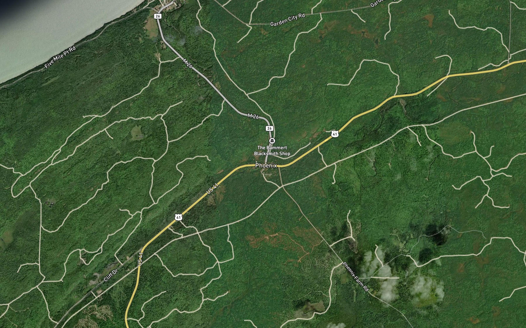Satellite map of the East Branch Eagle River