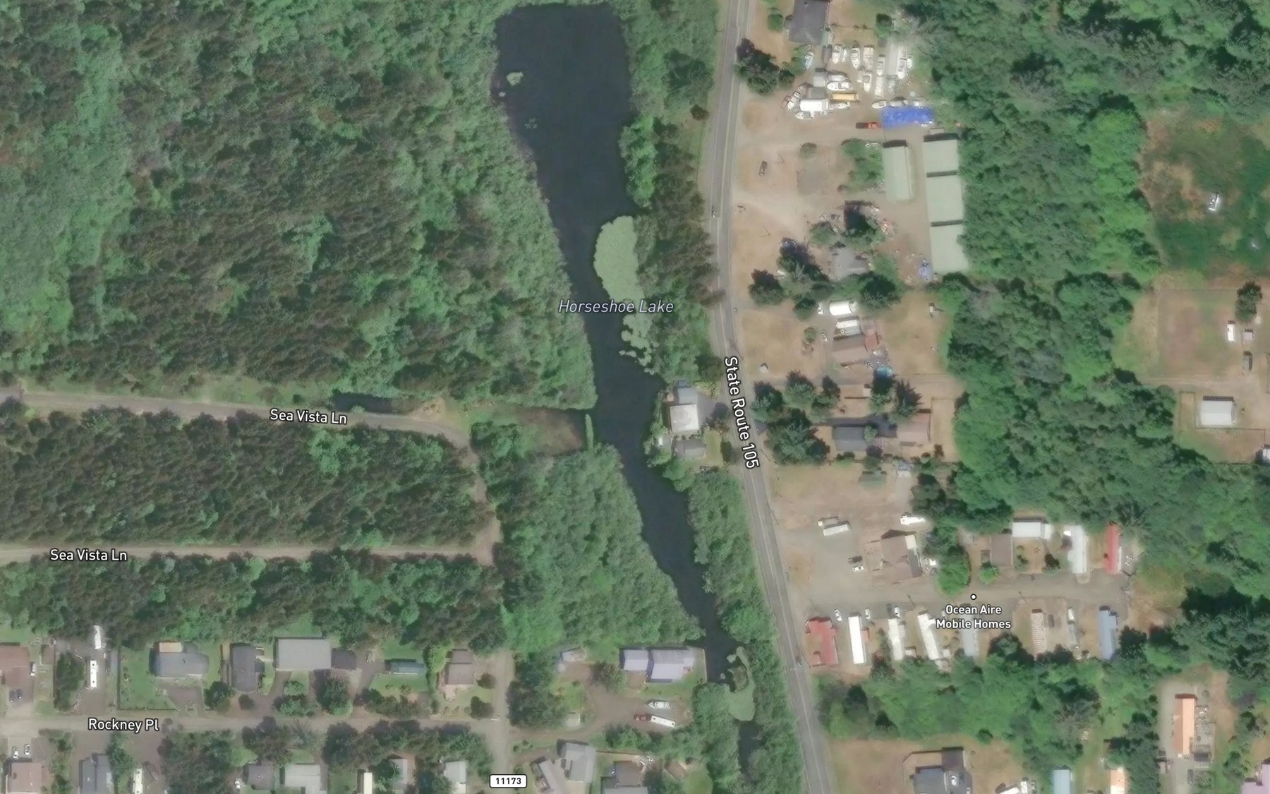 Satellite map of the Horseshoe Lake