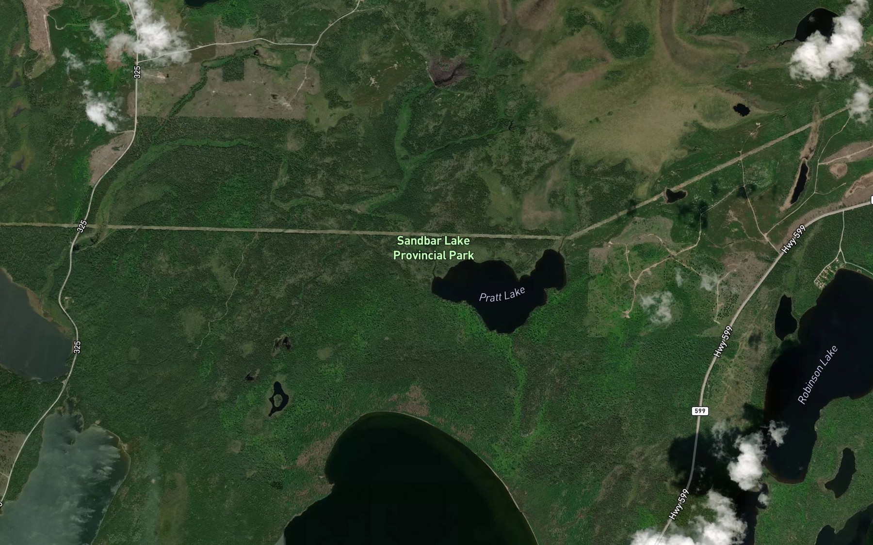 Satellite map of the Pratt Creek