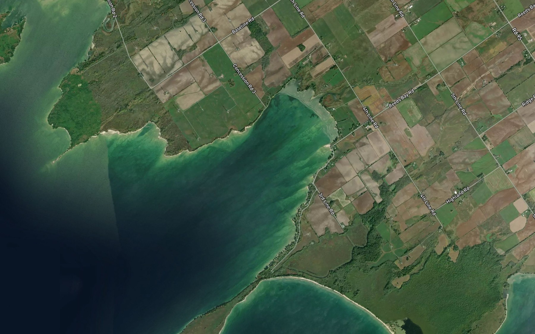 Satellite map of the Reeds Bay