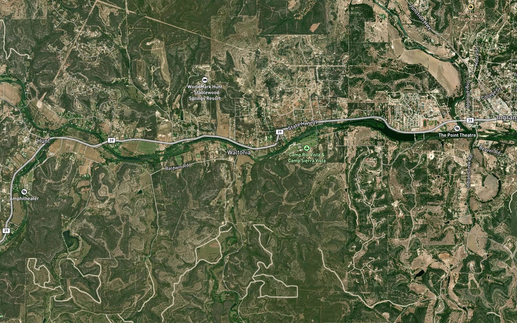 Satellite map of the Kelley Creek