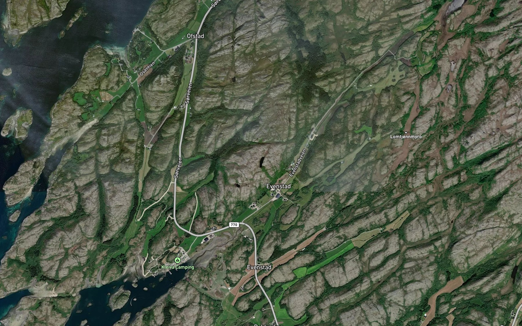 Satellite map of the Fjilltjonna