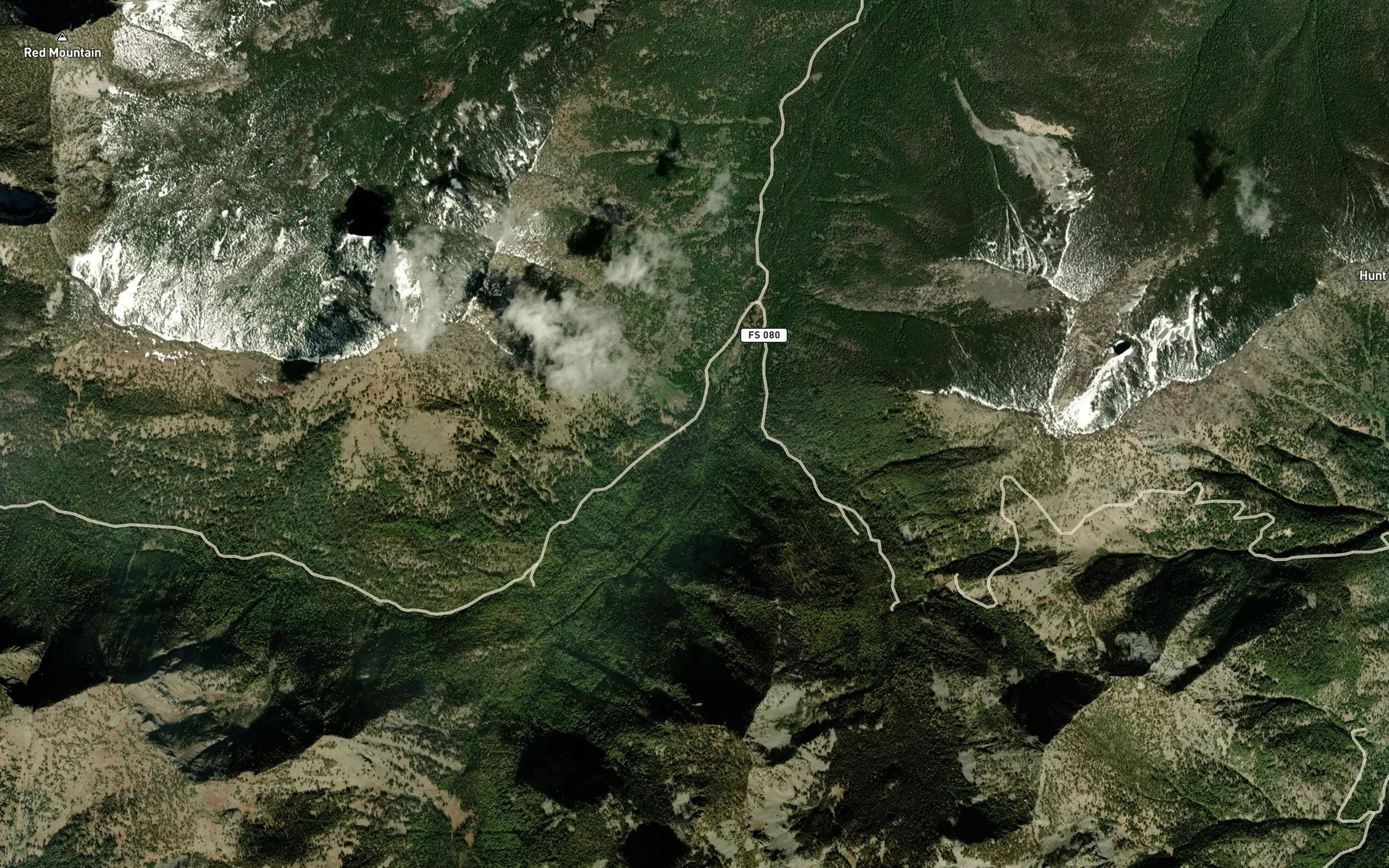 Satellite map of the South Fork Rock Creek