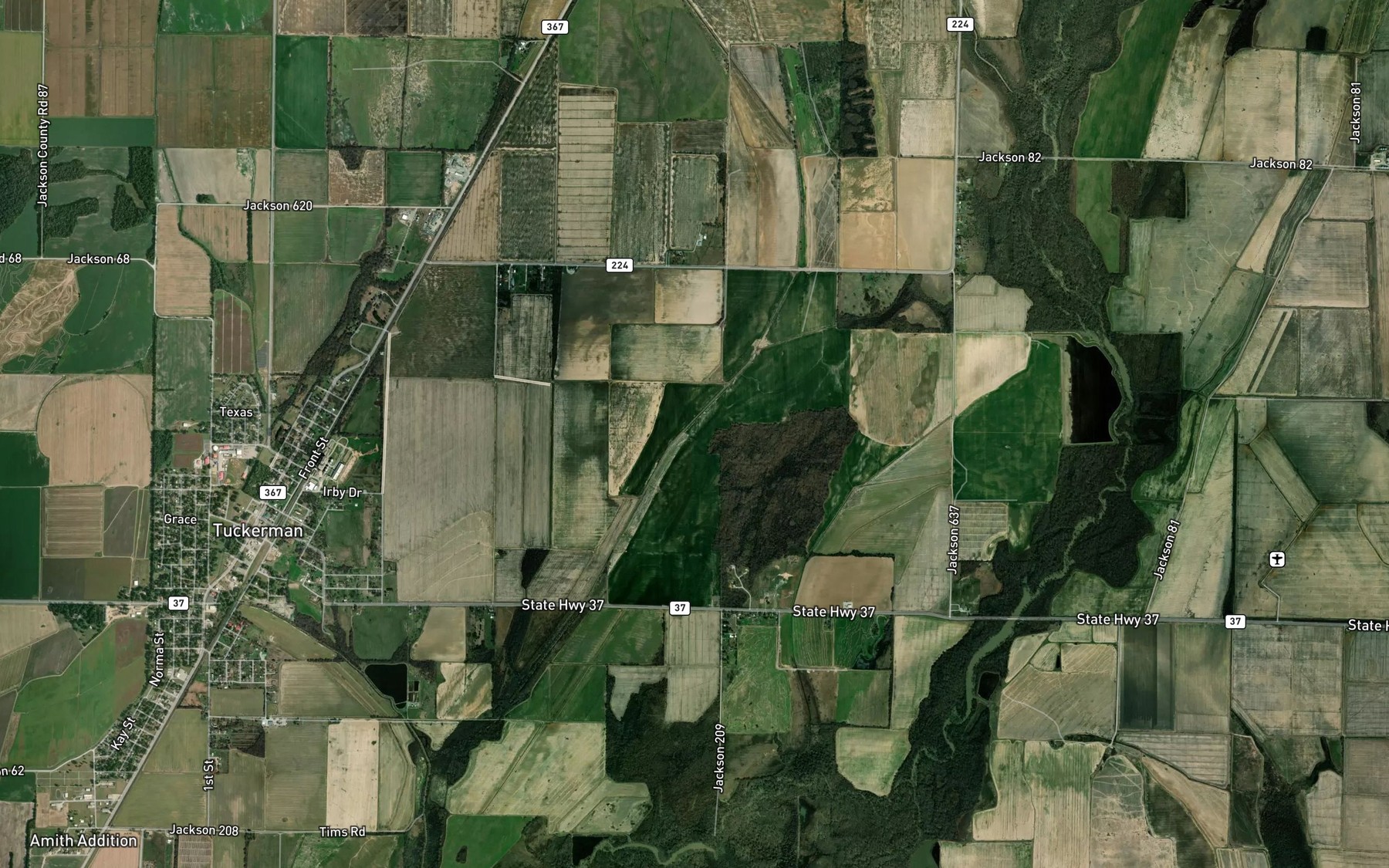 Satellite map of the Swan Pond Ditch