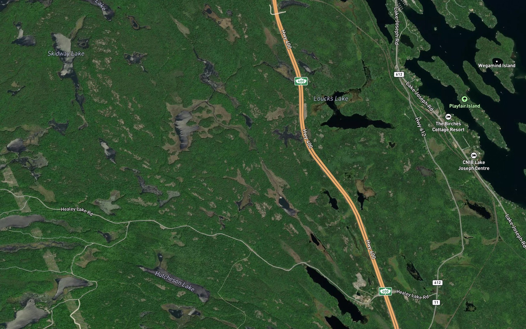 Satellite map of the Catfish Lake