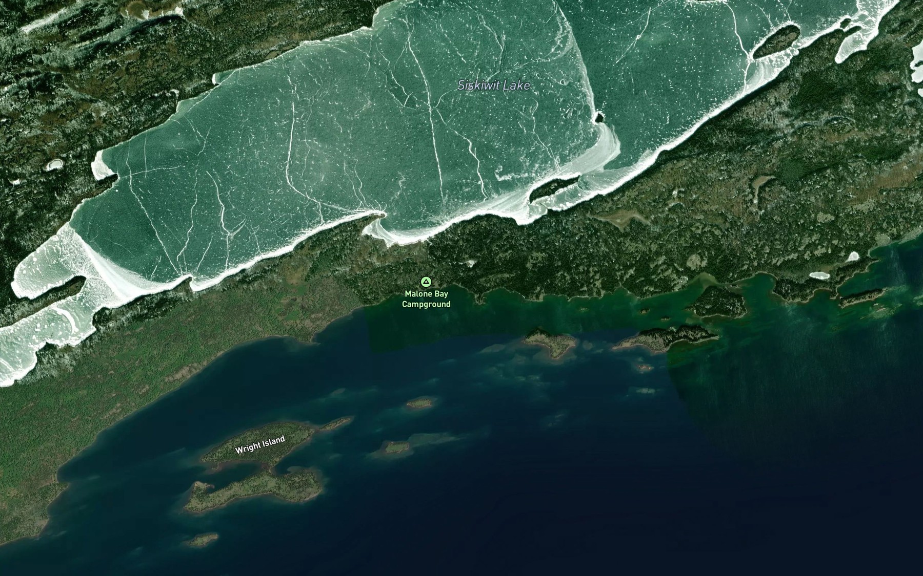 Satellite map of the Siskiwit River