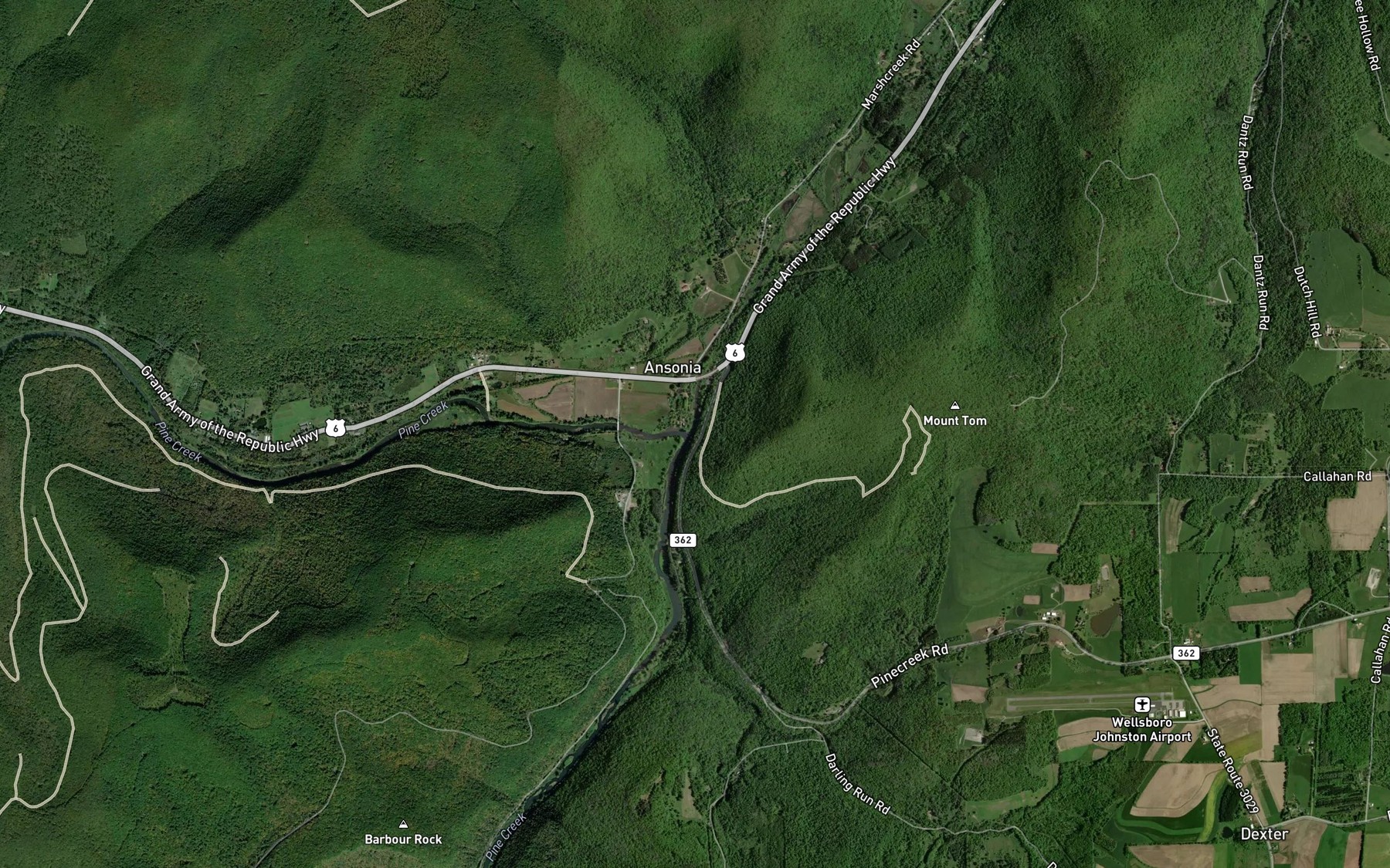 Satellite map of the Marsh Creek