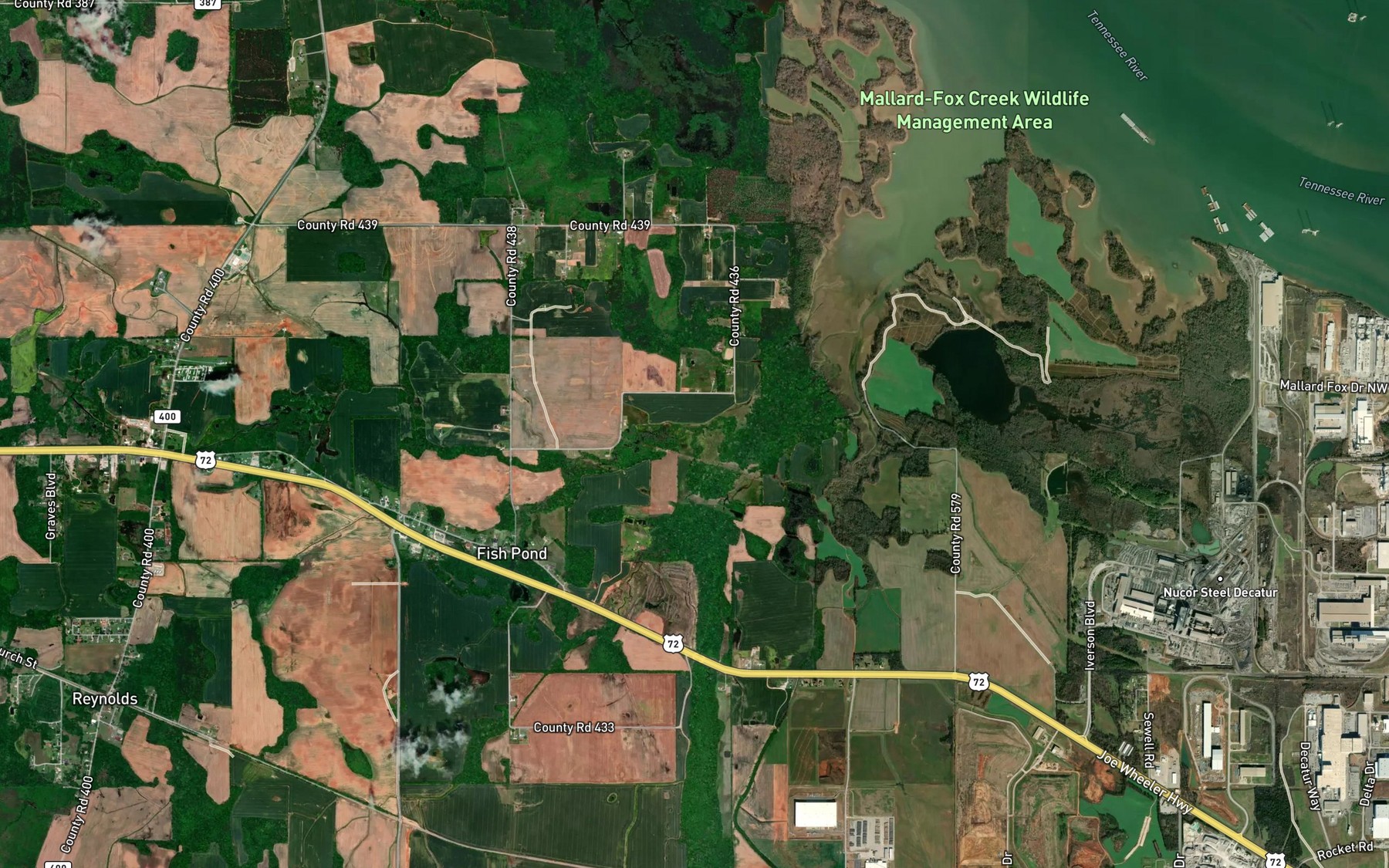 Satellite map of the Fish Pond Branch