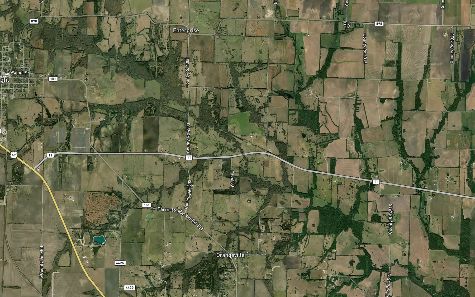 Satellite map of the Rock Creek