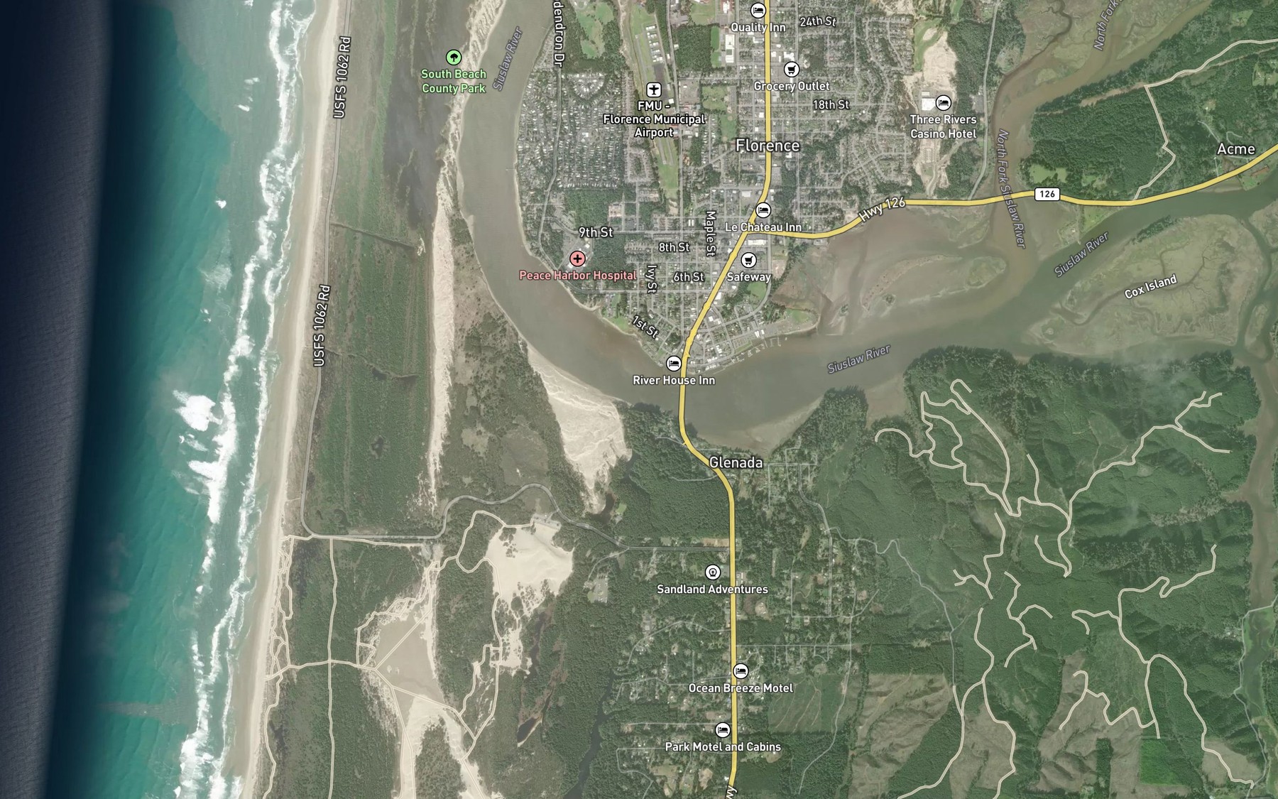 Satellite map of the Flint Creek