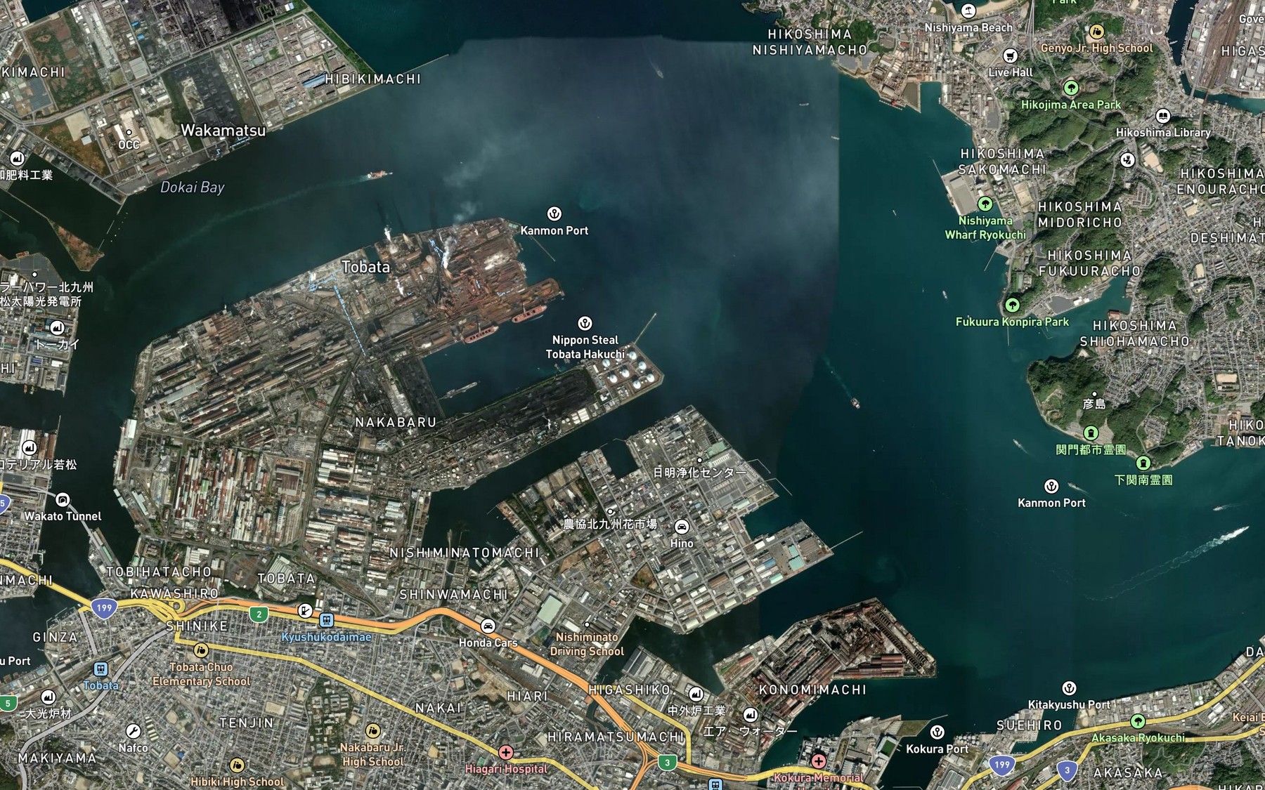Satellite map of the Tobata Passage