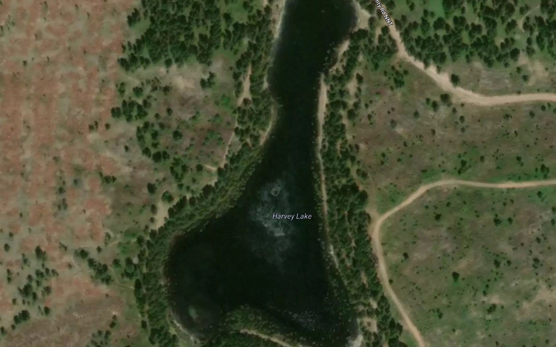 Satellite map of the Harvey Lake
