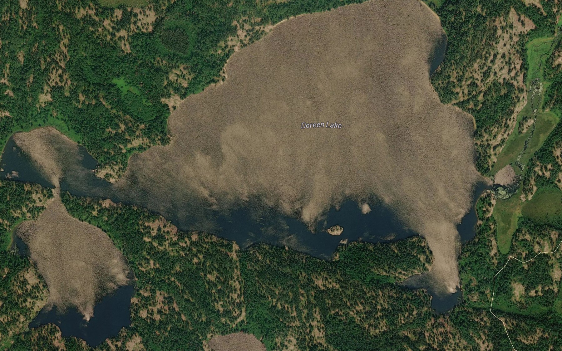Satellite map of the Doreen Lake