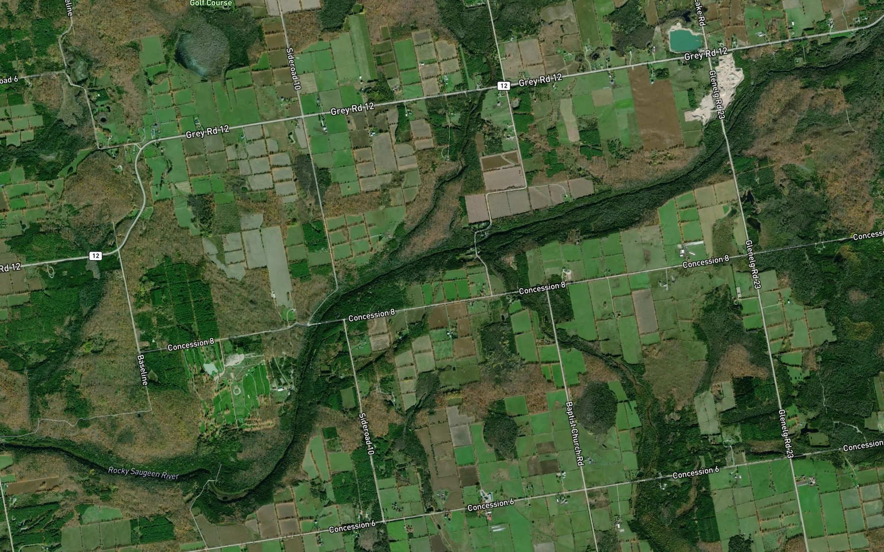 Satellite map of the Traverston Creek