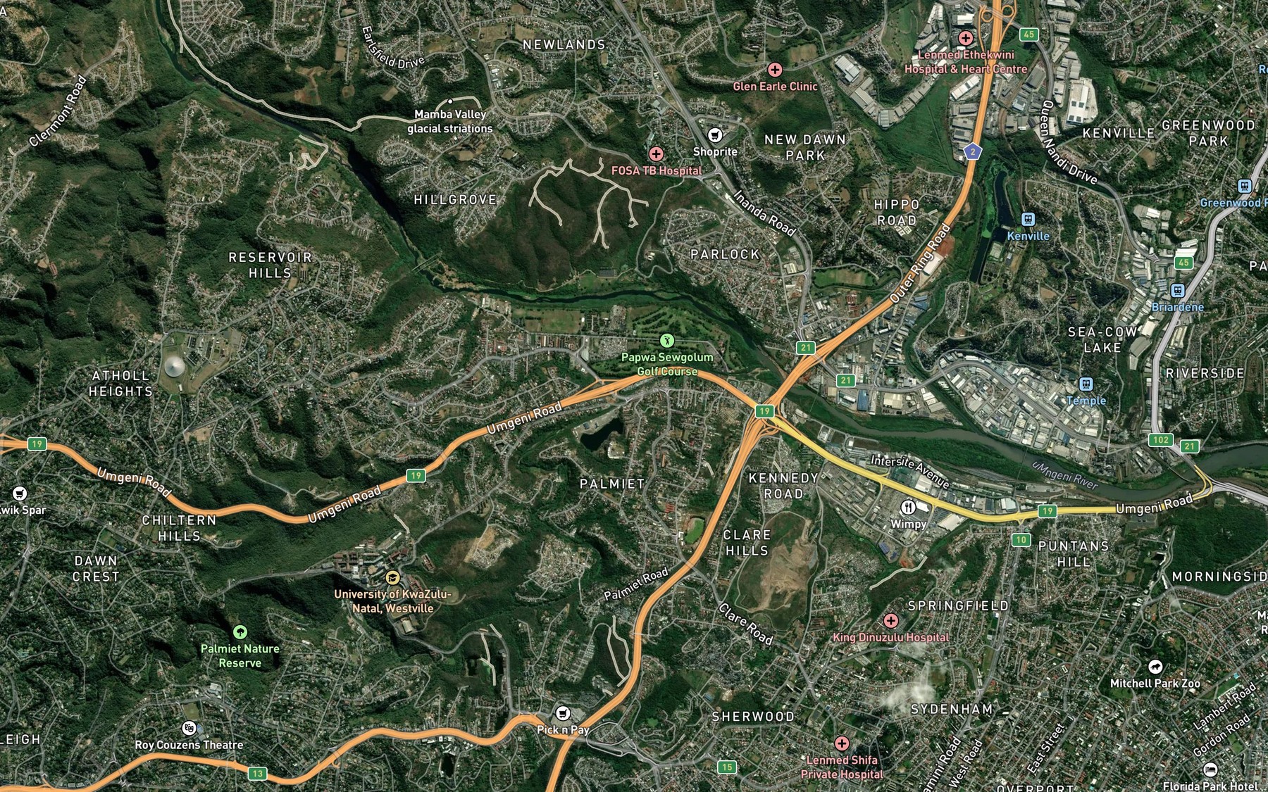 Satellite map of the Palmiet