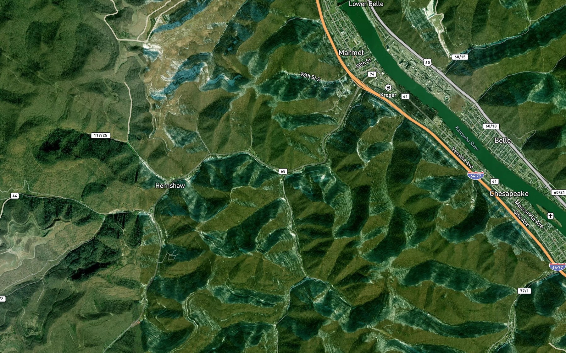 Satellite map of the Left Fork Lens Creek