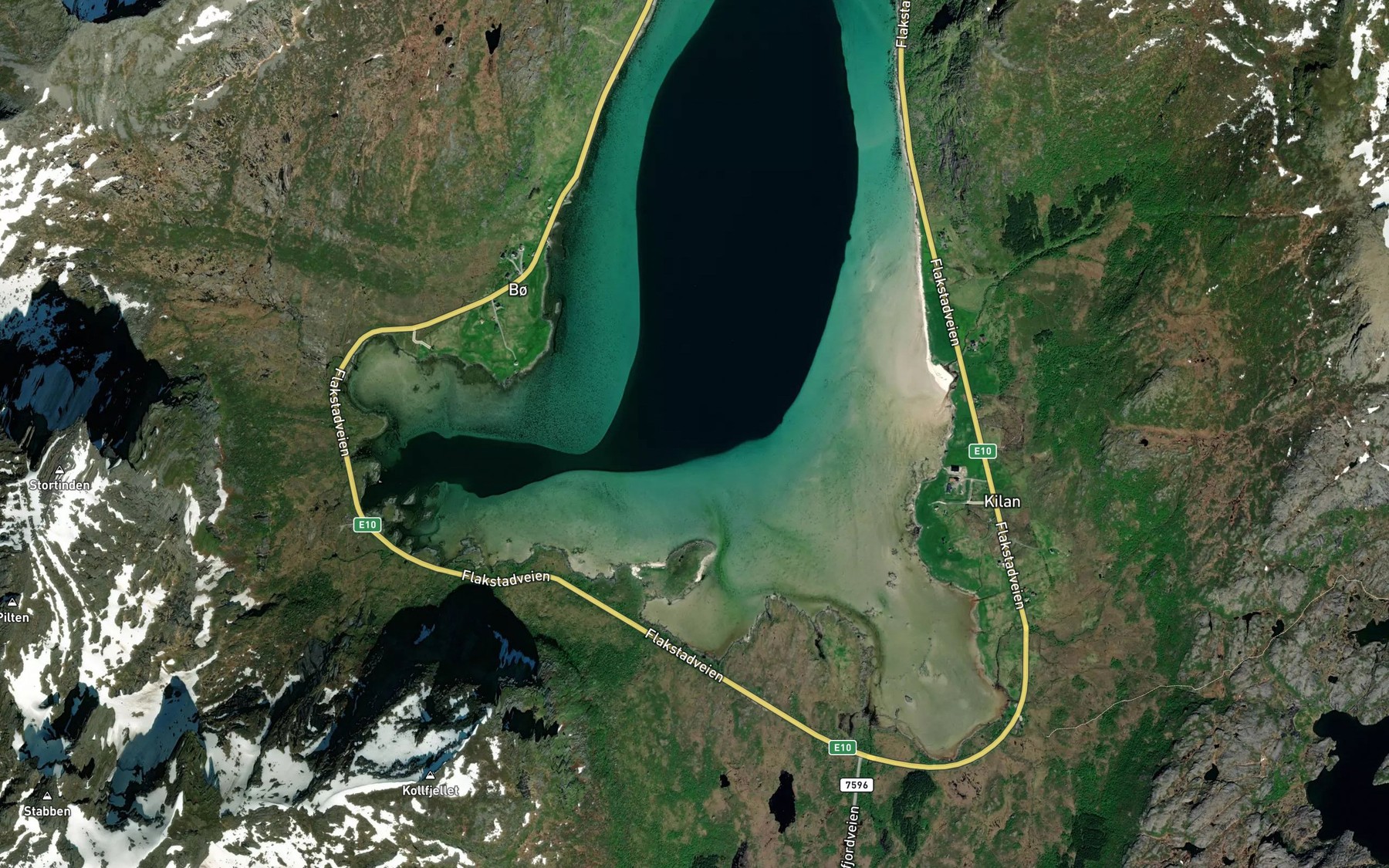 Satellite map of the Flakstadpollen