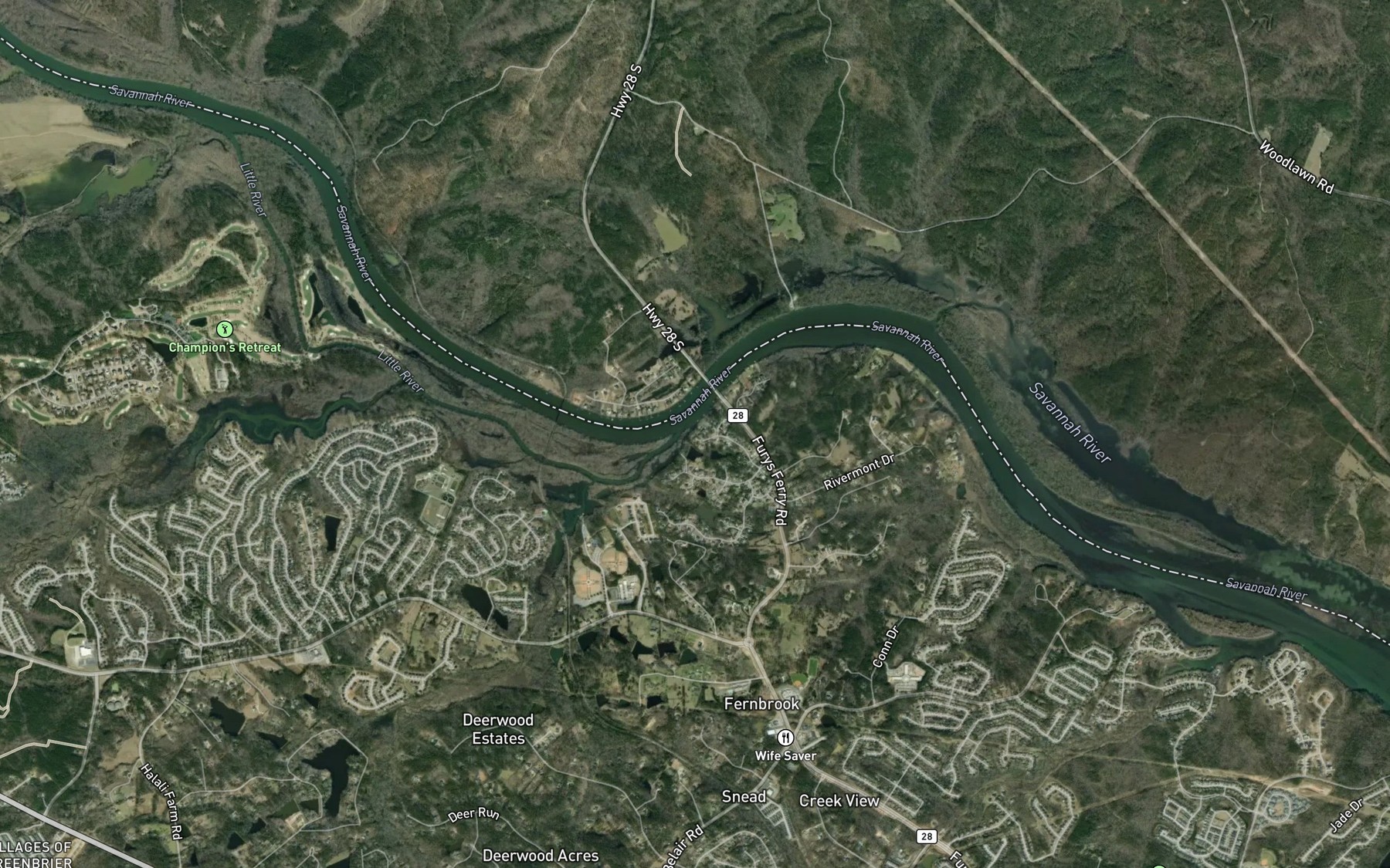 Satellite map of the Little River