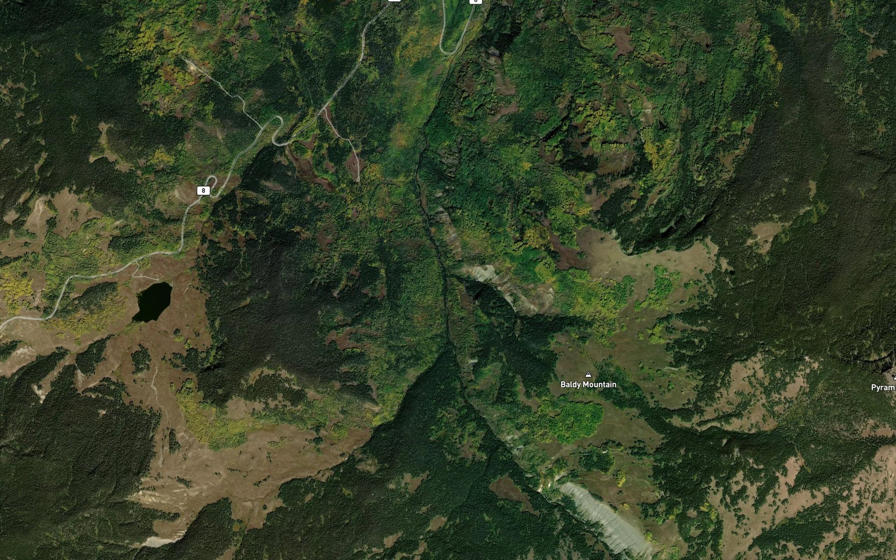 Satellite map of the Baldy Creek