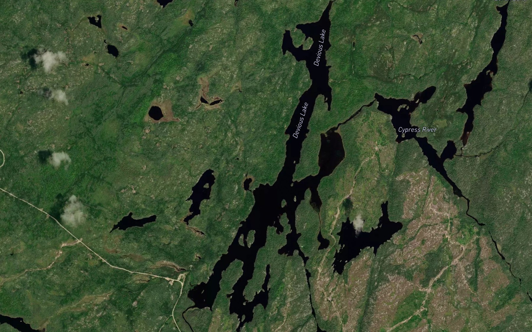 Satellite map of the Devious Lake
