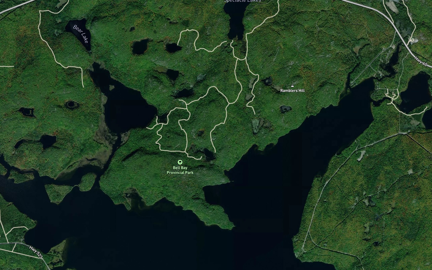 Satellite map of the Neds Pond