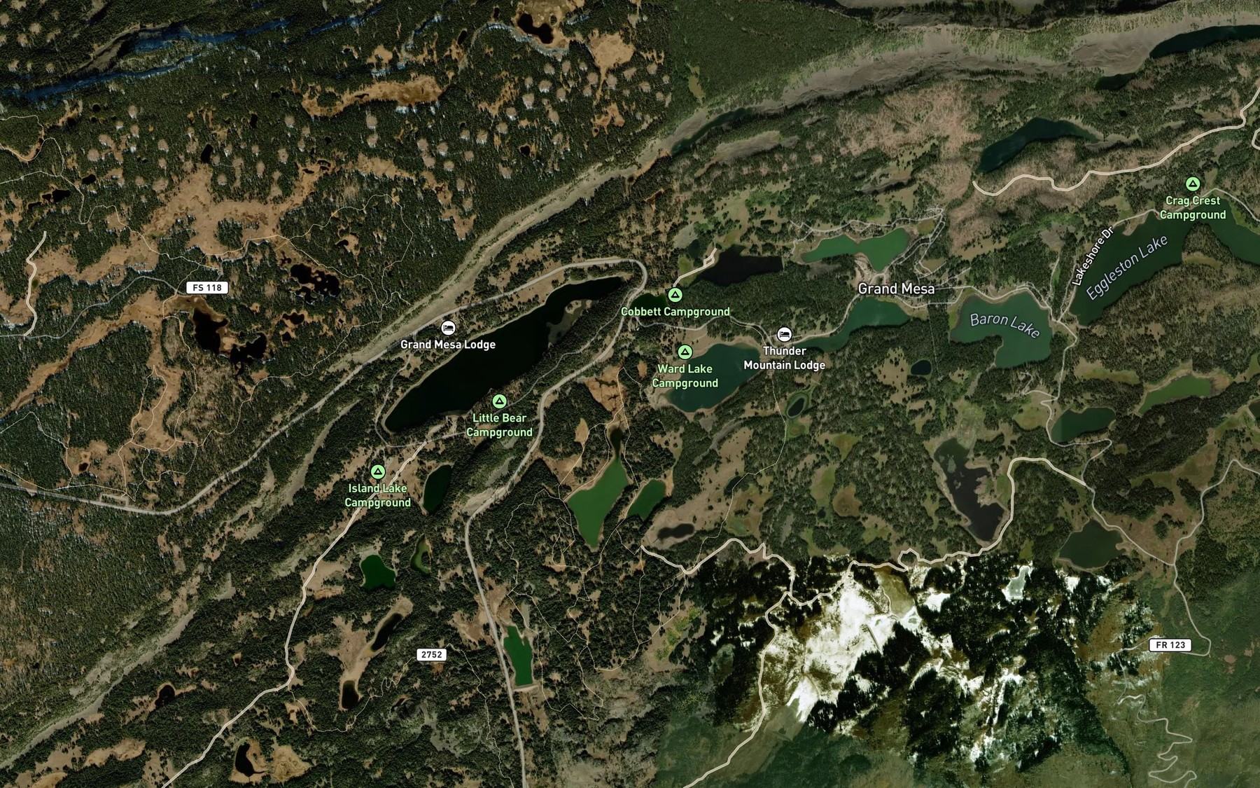 Satellite map of the Ward Lake Reservoir