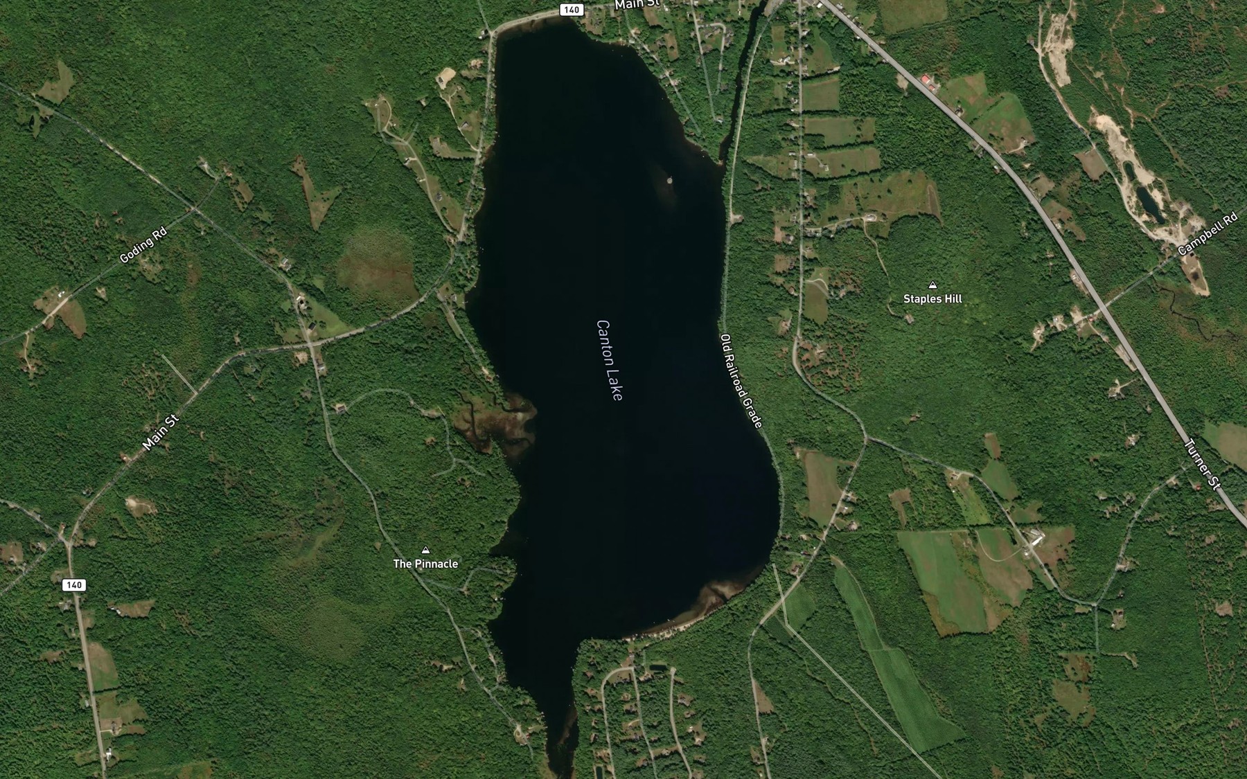 Satellite map of the Lake Anasagunticook