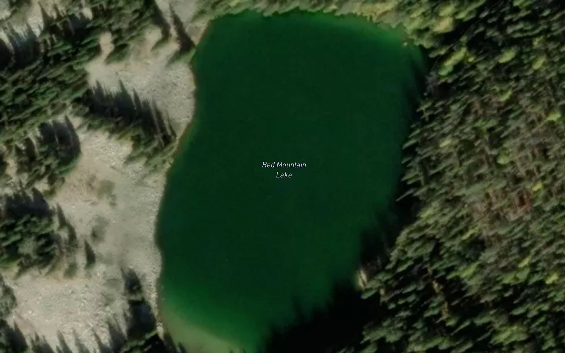 Satellite map of the Red Mountain Lake