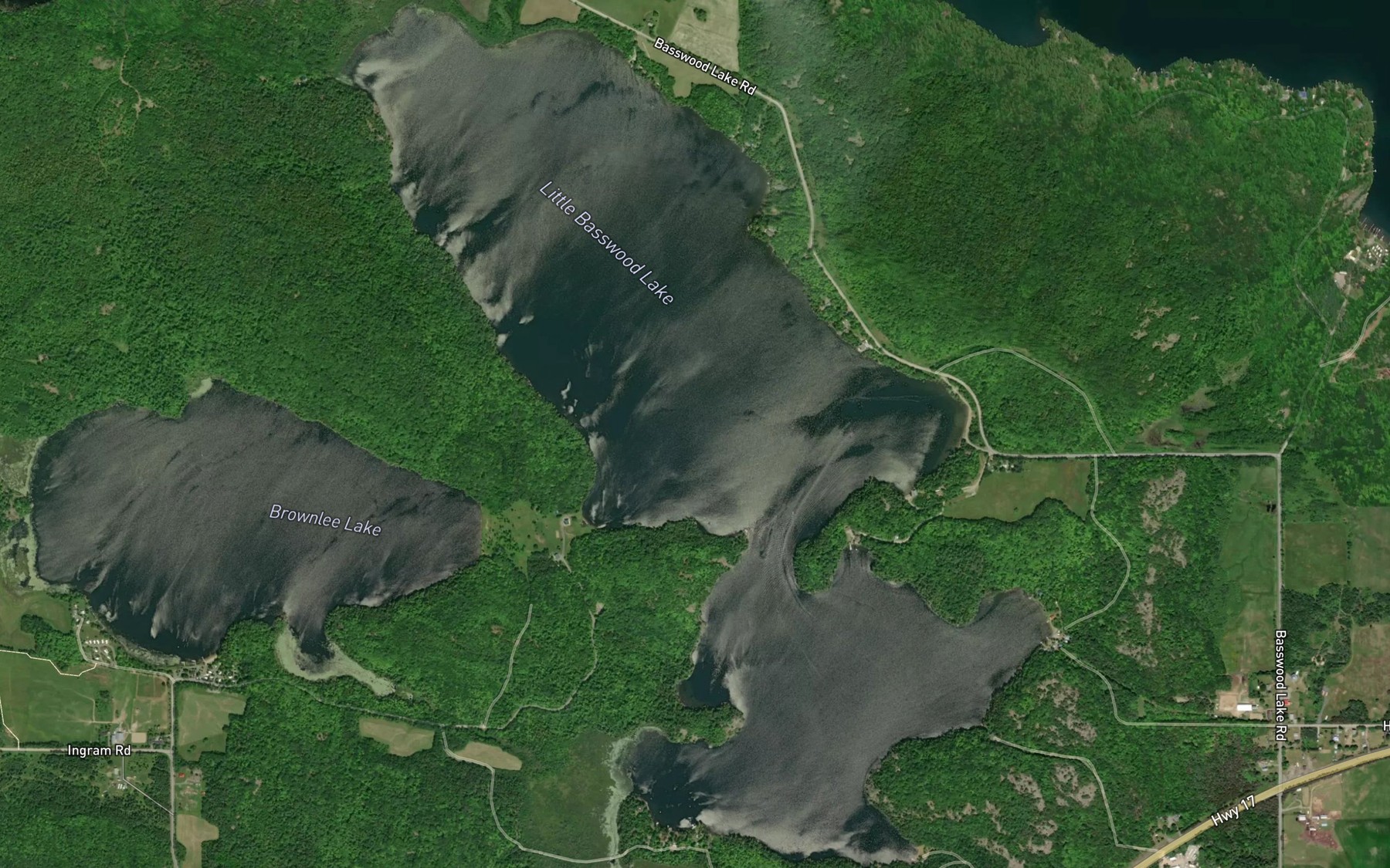 Satellite map of the Little Basswood Lake