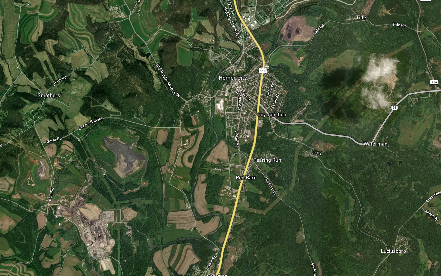 Satellite map of the Tearing Run