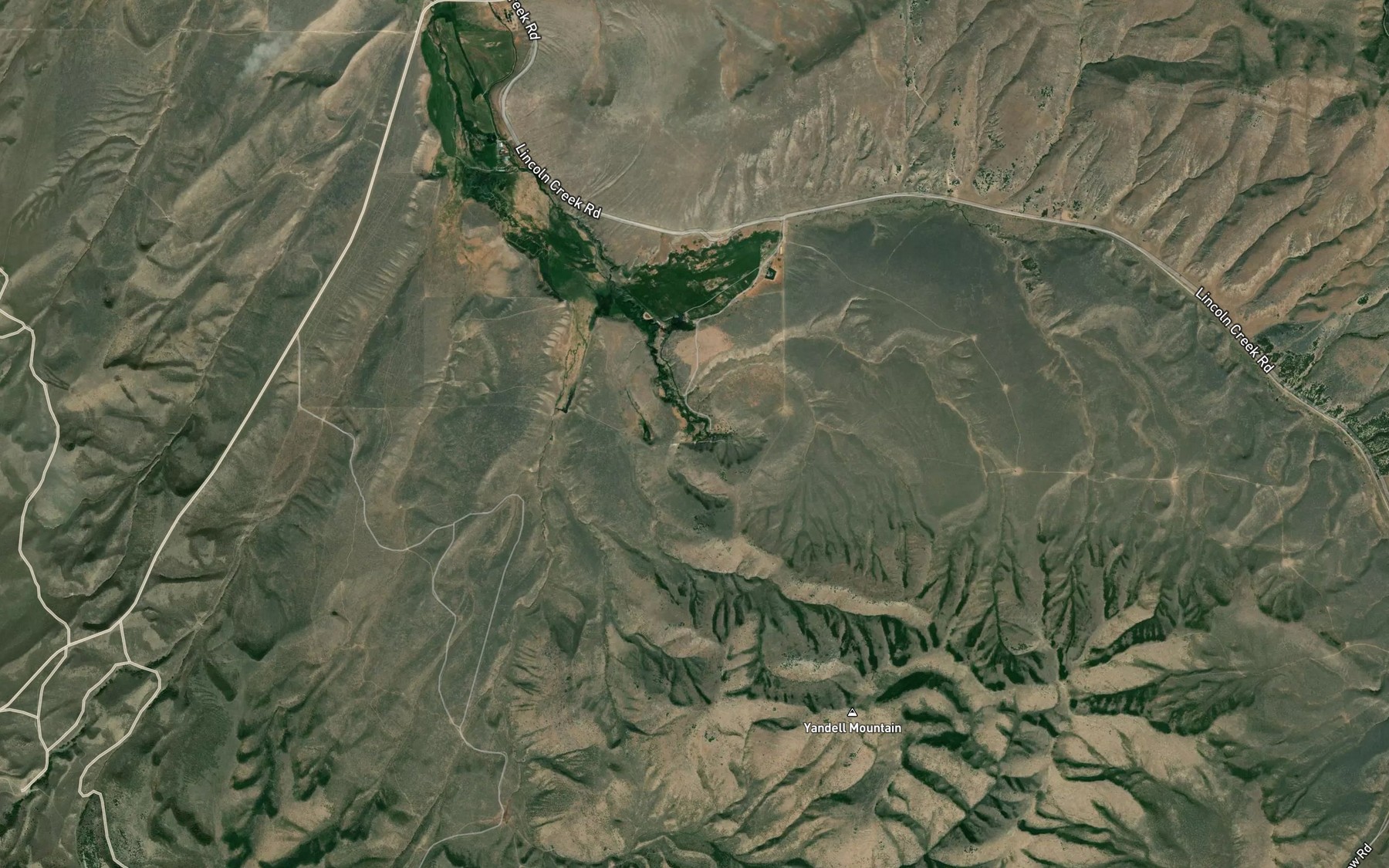 Satellite map of the Yandell Springs