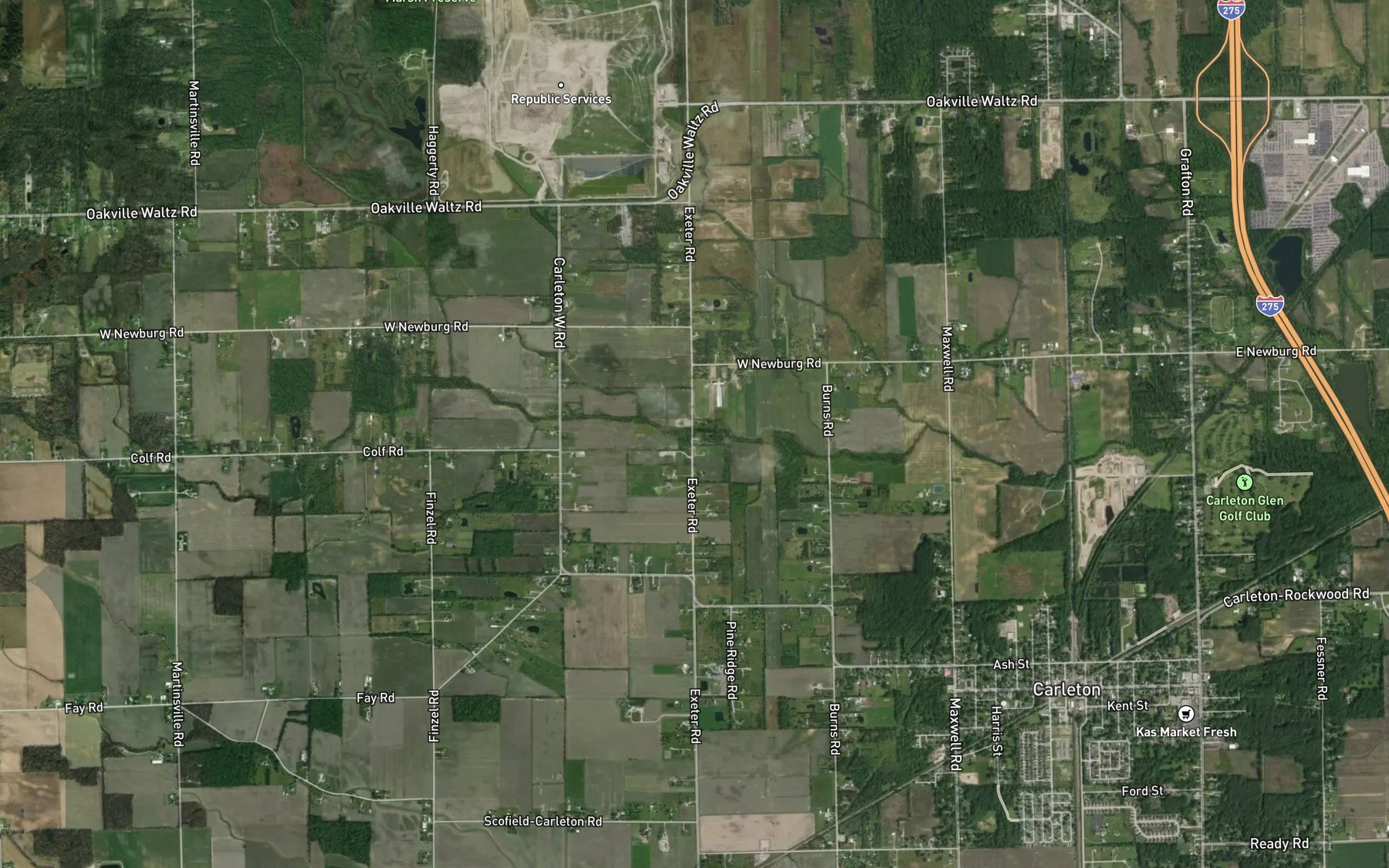 Satellite map of the Larkin Drain