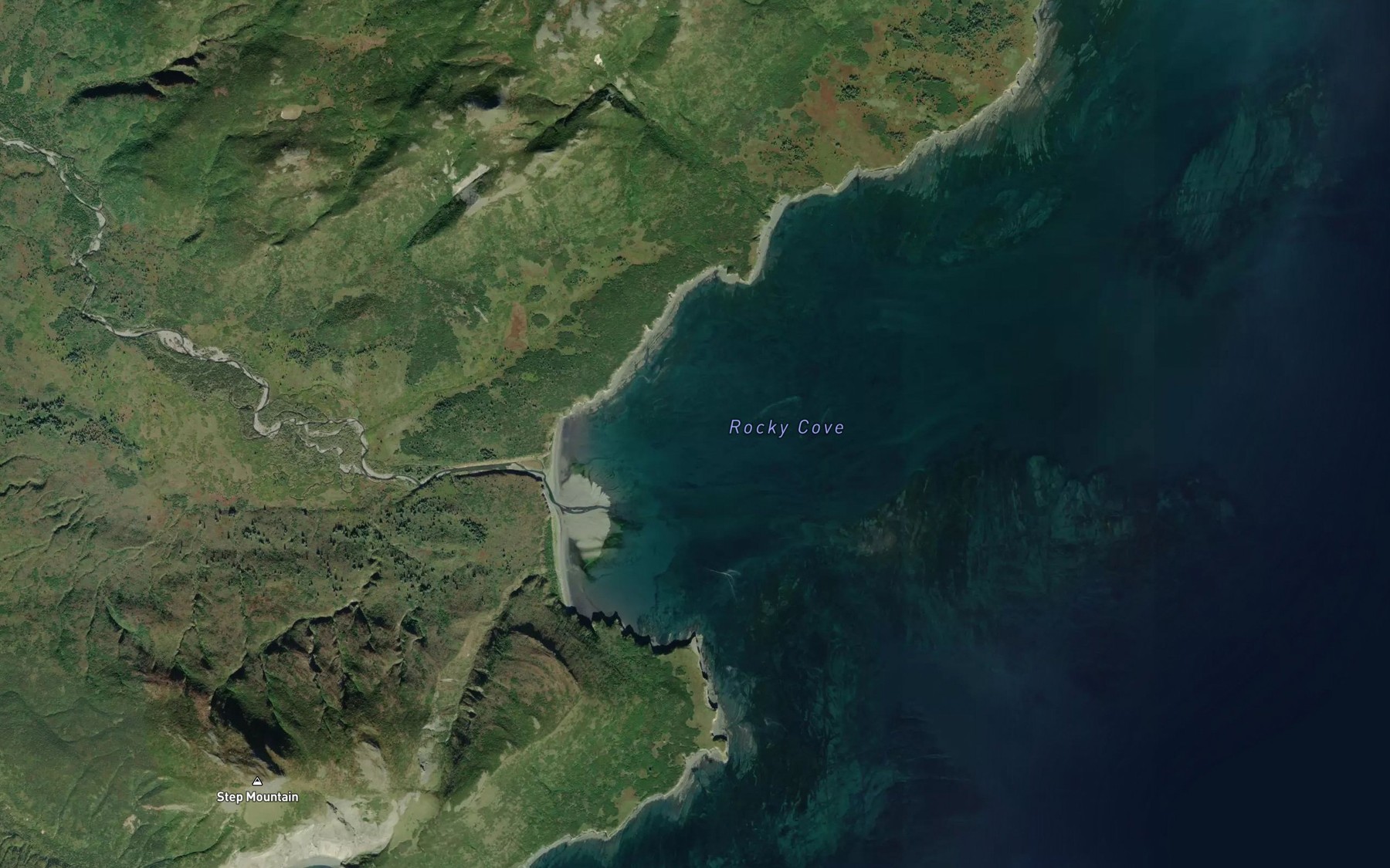 Satellite map of the Rocky Cove