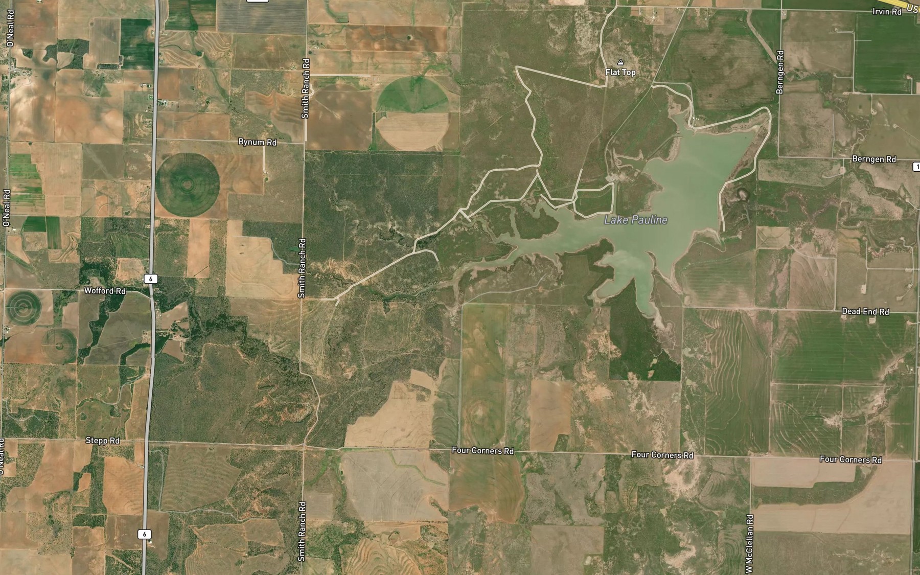 Satellite map of the South Fork Wanderers Creek