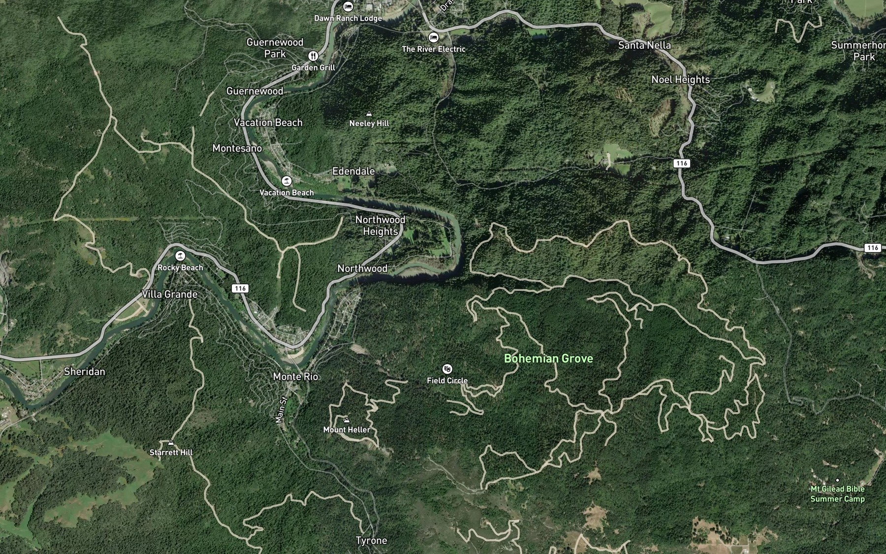 Satellite map of the Smith Creek