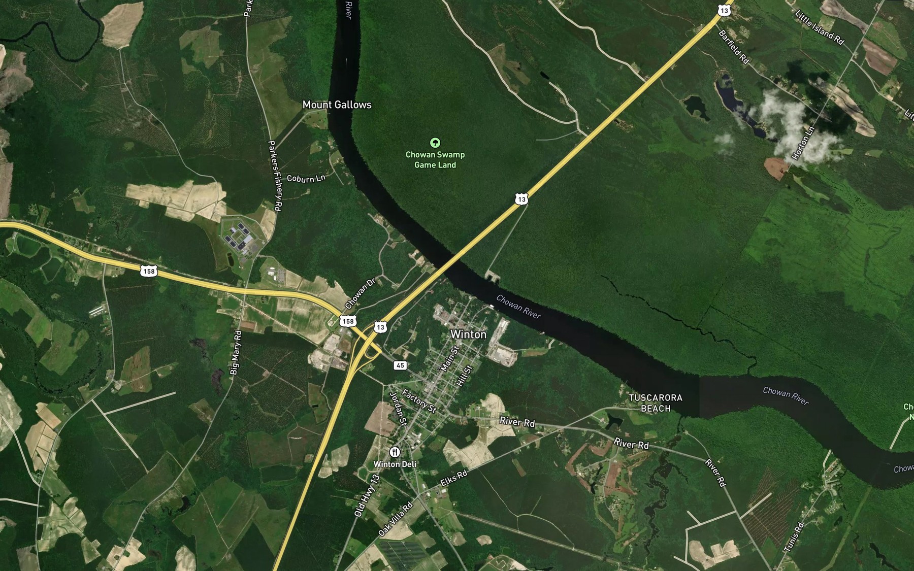Satellite map of the Folley Branch