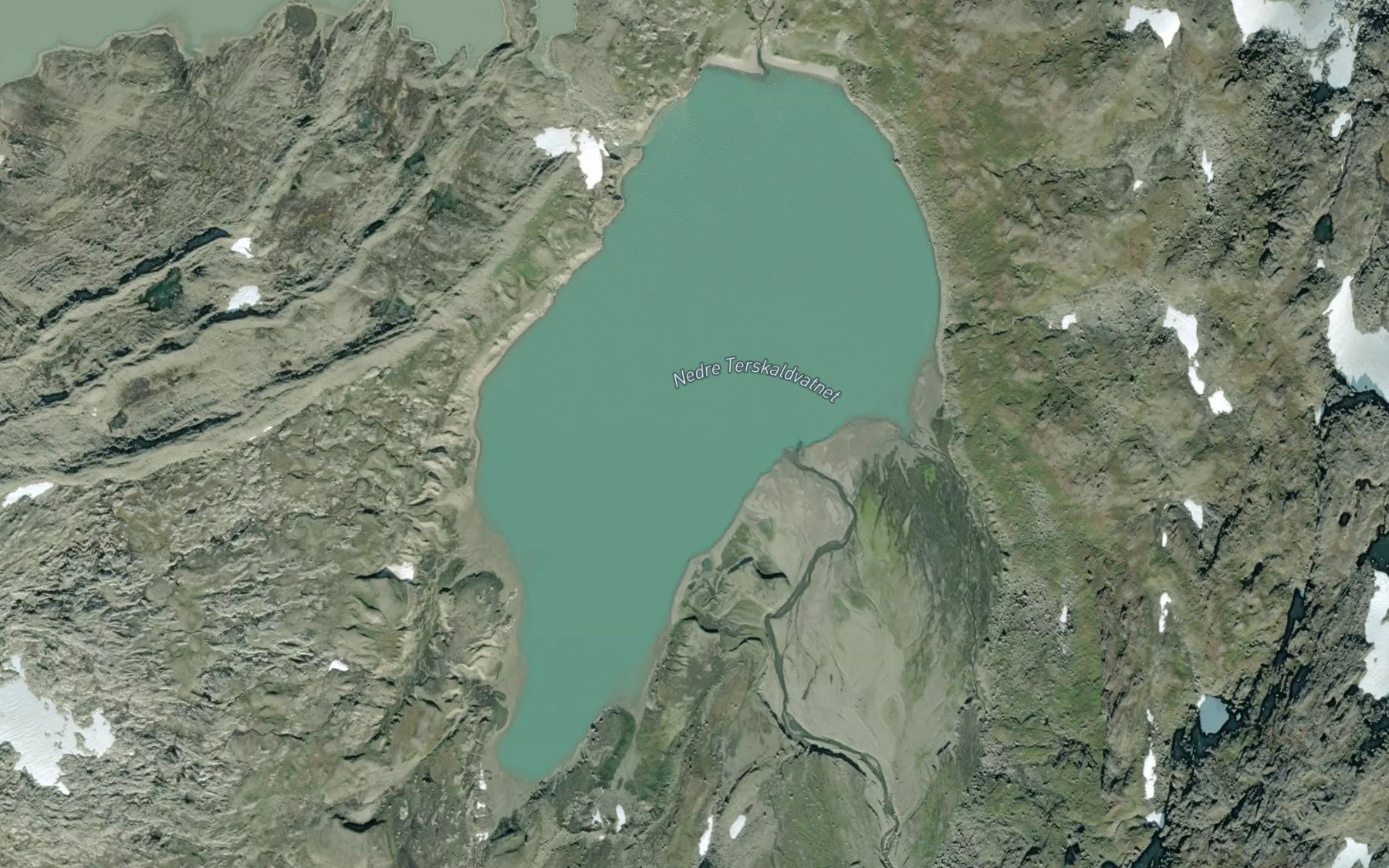 Satellite map of the Nedre Terskaldvatnet